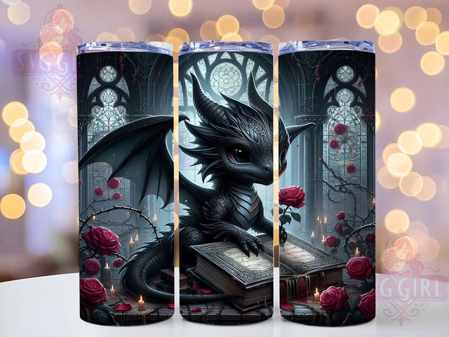 Cozy Book Lover Fantasy Dragon Tumbler, Fantasy Reader Wrap, 20Oz Skinny Tumbler, Reading Dragon Sublimation, Literary Beast Tumbler, Cozy Fantasy Wrap, Bibliophile Dragon Design Sublimation SvggirlplusArt 