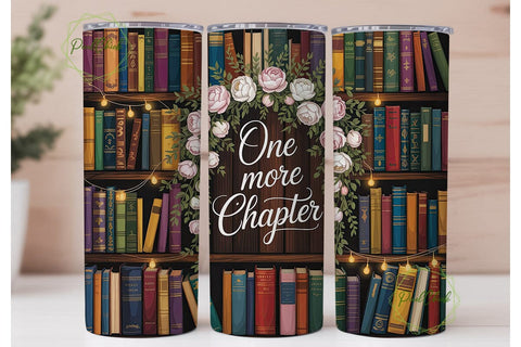 Cozy Bookshelf 20oz Tumbler Wrap Sublimation PixelChick 