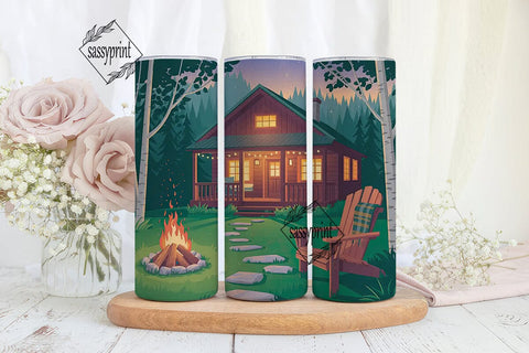 Cozy Cabin 20oz Tumbler Design Sublimation sassyprint 