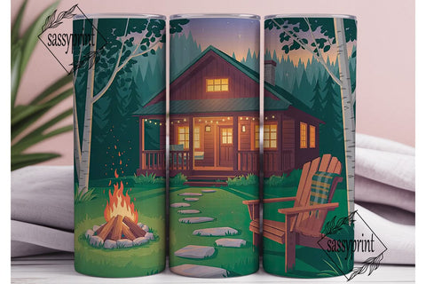 Cozy Cabin 20oz Tumbler Design Sublimation sassyprint 