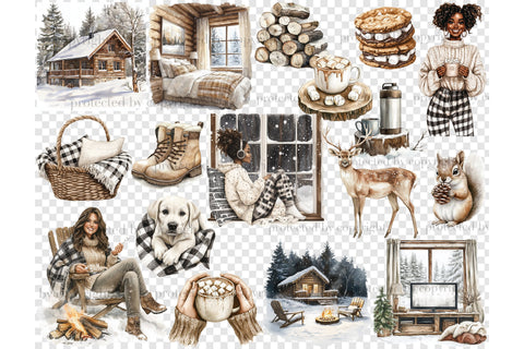 Cozy Cabin Clipart | Winter Vacation PNG SVG GlamArtZhanna 