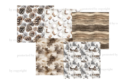 Cozy Cabin Pattern | Winter Seamless Pattern Digital Pattern GlamArtZhanna 