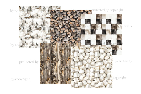 Cozy Cabin Pattern | Winter Seamless Pattern Digital Pattern GlamArtZhanna 