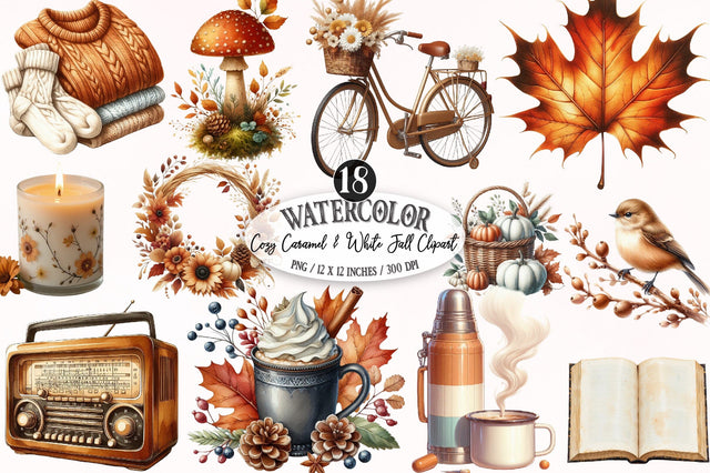 Cozy Caramel & White Fall Clipart Sublimation SVGista 