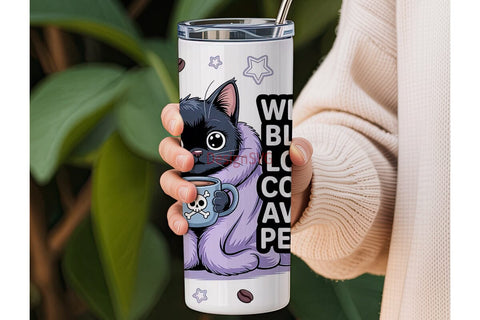 Cozy Cat Coffee Lover 20oz Tumbler Wrap Sublimation DesignSVG 