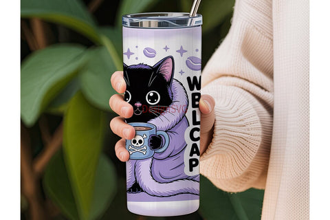 Cozy Cat Coffee Lover 20oz Tumbler Wrap Sublimation DesignSVG 
