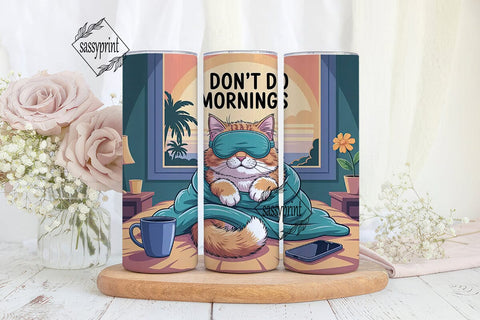 Cozy Cat Mornings Tumbler Wrap Sublimation sassyprint 