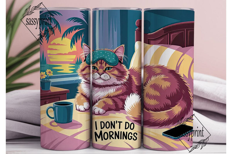 Cozy Cat Mornings Tumbler Wrap Sublimation sassyprint 