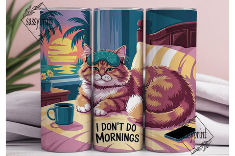 Cozy Cat Mornings Tumbler Wrap Sublimation sassyprint 