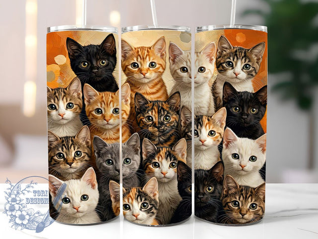 Cozy Cat Mosaic 20oz Tumbler, Cat Motif, Mosaic Design, Cozy Style, Whimsical Charm, Artistic Theme, 20oz Wrap, Sublimation Tumbler Sublimation ToriDesigns 