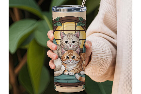Cozy Cats and Roses 20oz Tumbler Wrap Sublimation DesignSVG 