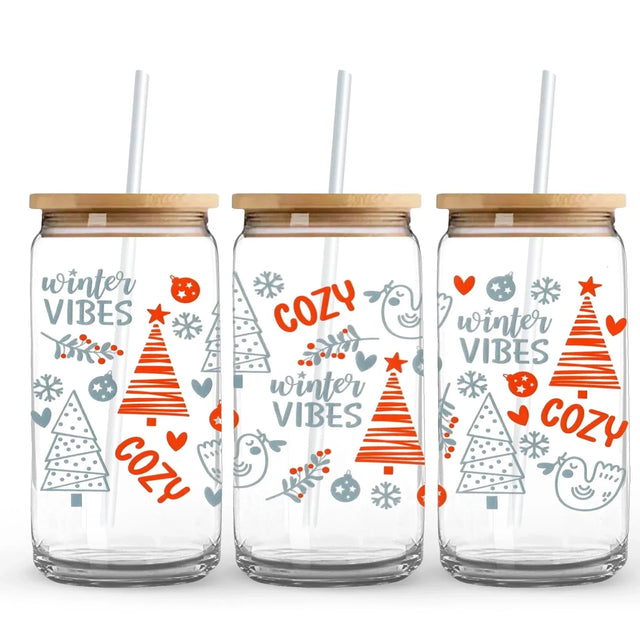 Cozy Christmas Blue & Red 9.7 x 4.3 UV DTF Wrap Only (Cup NOT Included) Physical DIY Craft Warehouse 