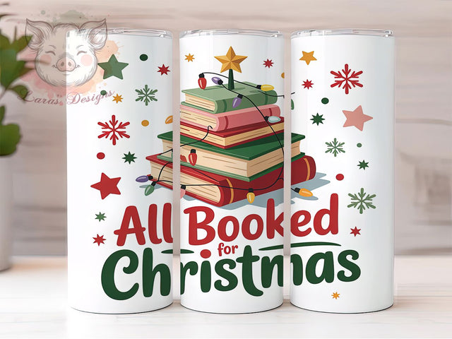 Cozy Christmas Book Lover Tumbler, Holiday Reading Wrap, Festive Book Design, Sublimation Cup, 20oz Skinny Tumbler, Cozy Reader Drinkware, Christmas Book Style Sublimation Lara' s Designs 