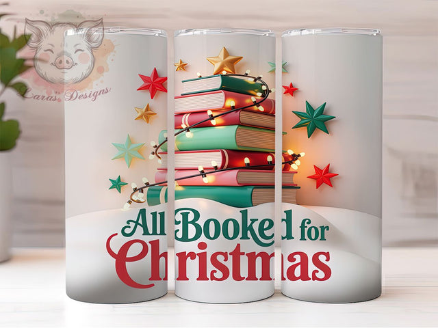 Cozy Christmas Book Lover Tumbler, Holiday Reading Wrap, Festive Book Design, Sublimation Cup, 20oz Skinny Tumbler, Cozy Reader Drinkware, Christmas Book Style Sublimation Lara' s Designs 