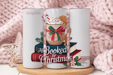 Cozy Christmas Books Tumbler Wrap Sublimation DesignSVG 