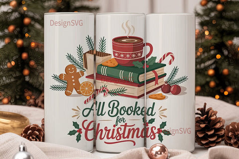 Cozy Christmas Books Tumbler Wrap Sublimation DesignSVG 