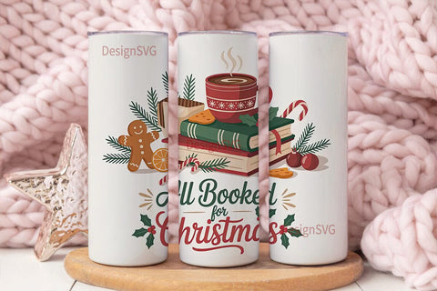 Cozy Christmas Books Tumbler Wrap Sublimation DesignSVG 