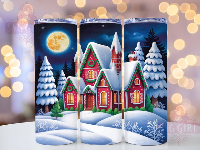 Cozy Christmas House Cottage Tumbler, Winter Cottage Wrap, Holiday Sublimation Design, Festive House Cup, 20Oz Skinny Tumbler Wrap, Snowy Cottage Mug, Cozy Christmas Design Sublimation SvggirlplusArt 