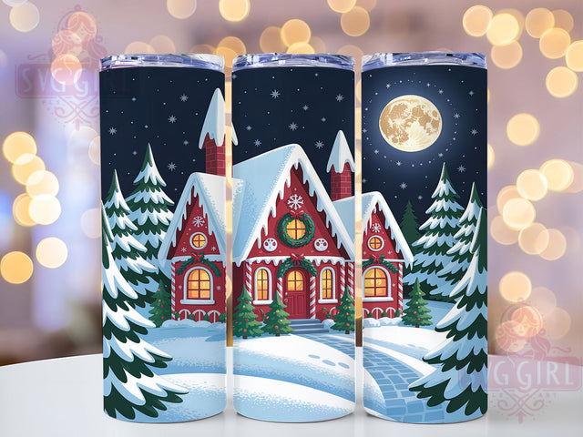 Cozy Christmas House Cottage Tumbler, Winter Cottage Wrap, Holiday Sublimation Design, Festive House Cup, 20Oz Skinny Tumbler Wrap, Snowy Cottage Mug, Cozy Christmas Design Sublimation SvggirlplusArt 