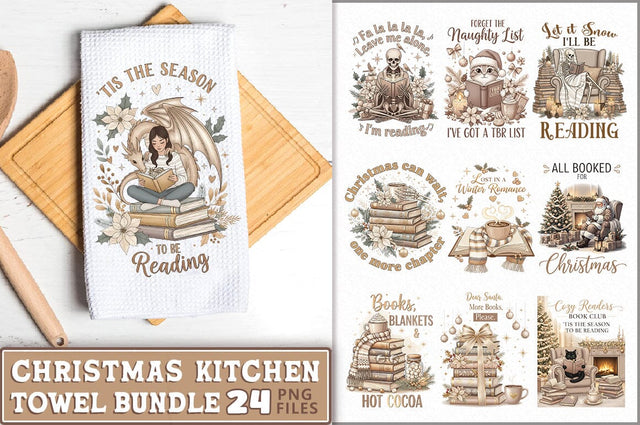 Cozy Christmas Kitchen Towel PNG Bundle Sublimation Shetara Begum 