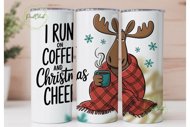 Cozy Christmas Moose 20oz Tumbler Wrap Sublimation PixelChick 