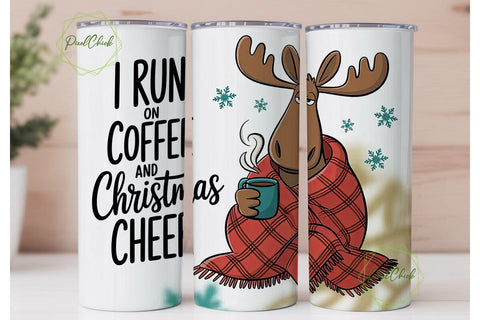 Cozy Christmas Moose 20oz Tumbler Wrap Sublimation PixelChick 