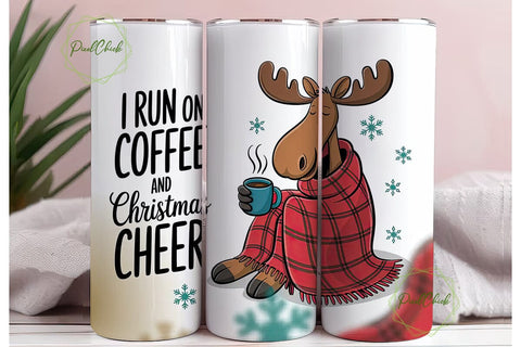 Cozy Christmas Moose 20oz Tumbler Wrap Sublimation PixelChick 