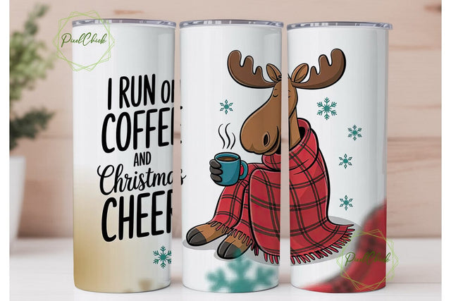 Cozy Christmas Moose 20oz Tumbler Wrap Sublimation PixelChick 