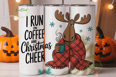 Cozy Christmas Moose 20oz Tumbler Wrap Sublimation PixelChick 
