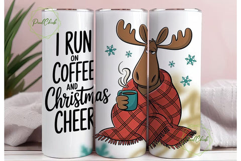 Cozy Christmas Moose 20oz Tumbler Wrap Sublimation PixelChick 