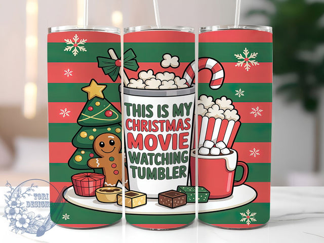 Cozy Christmas Movie Night Tumbler, Gingerbread Wrap, 20oz Tumbler Sublimation, Holiday Movie Night Design, Festive Cocoa Sublimation, Cozy Winter Tumbler, Sweet Christmas Wrap Sublimation ToriDesigns 