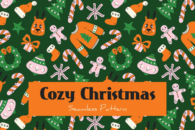 Cozy Christmas Seamless Pattern Digital Pattern Rin Green 