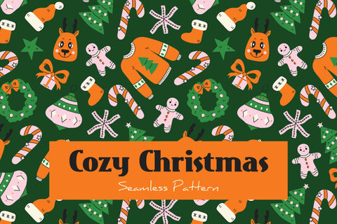 Cozy Christmas Seamless Pattern Digital Pattern Rin Green 