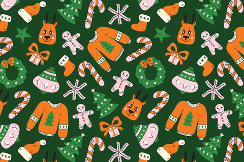 Cozy Christmas Seamless Pattern Digital Pattern Rin Green 