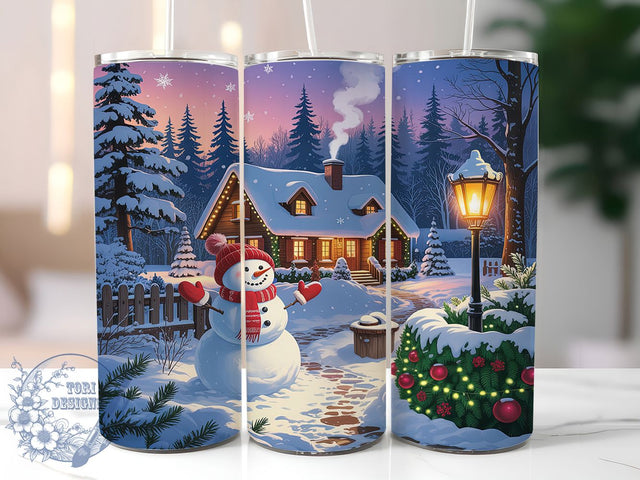 Cozy Christmas Snowman Tumbler, Winter Holiday Snowman, Festive Snowman Art, Cute Holiday Snowman, Cozy Winter Graphic, 20oz Tumbler, Sublimation Design Sublimation ToriDesigns 