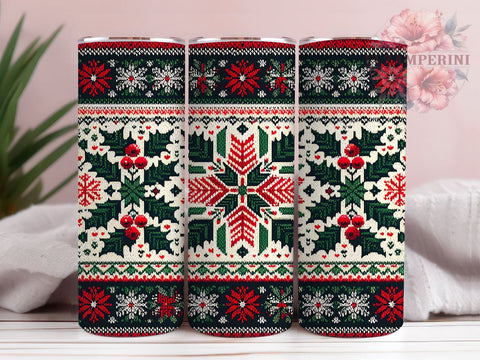 Cozy Christmas Sweater Pattern 20oz Tumbler Wrap, Cozy Christmas, Sweater Pattern, Seamless Pattern, 20oz Tumbler, Sublimation Wrap, Holiday Decor, Festive Gift Sublimation Li Zamperini 