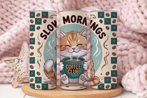 Cozy Coffee Cat 20oz Tumbler Wrap Sublimation DesignSVG 