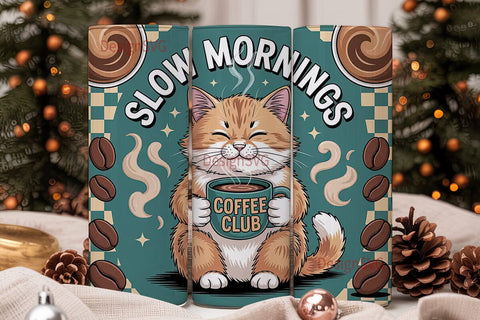 Cozy Coffee Cat 20oz Tumbler Wrap Sublimation DesignSVG 