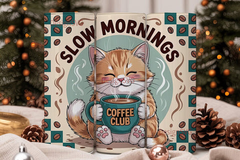 Cozy Coffee Cat 20oz Tumbler Wrap Sublimation DesignSVG 
