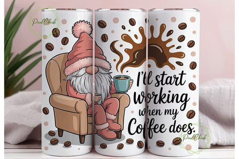 Cozy Coffee Gnome 20oz Tumbler Wrap Sublimation PixelChick 