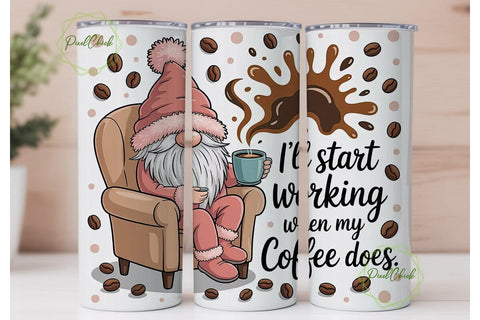 Cozy Coffee Gnome 20oz Tumbler Wrap Sublimation PixelChick 