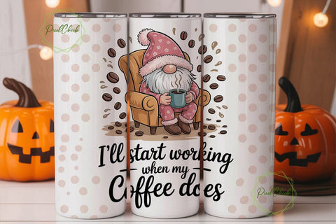 Cozy Coffee Gnome 20oz Tumbler Wrap Sublimation PixelChick 