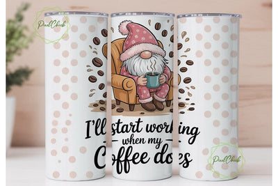 Cozy Coffee Gnome 20oz Tumbler Wrap Sublimation PixelChick 