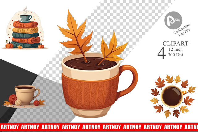 Cozy Coffee Weather Clipart Sublimation artnoy 