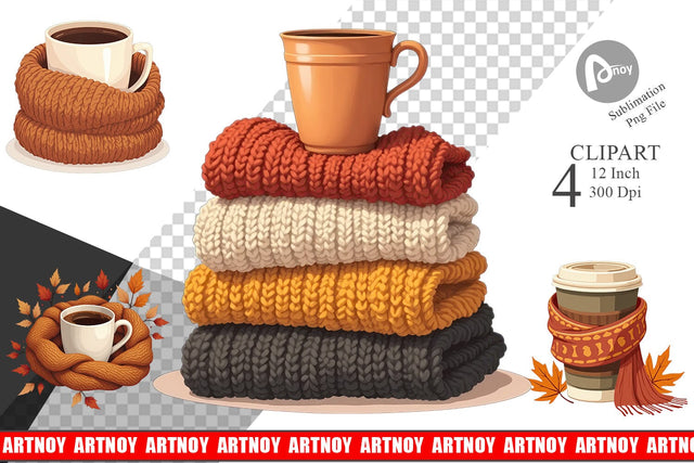 Cozy Coffee Weather Clipart Sublimation artnoy 