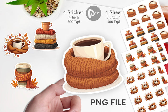 Cozy Coffee Weather Sticker Sublimation artnoy 