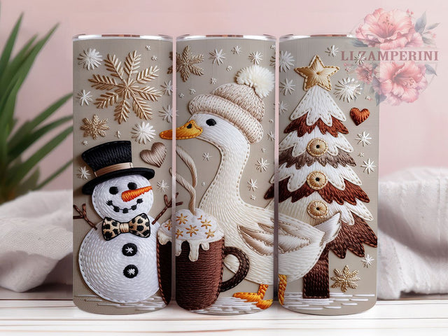 Cozy Country Christmas Goose Tumbler, Cozy Country Wrap, 20Oz Skinny Tumbler, Farmhouse Holiday Sublimation, Rustic Christmas Goose Design, Cute Winter Bird Tumbler, Country Christmas Wrap Sublimation Li Zamperini 