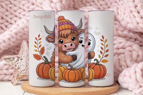 Cozy Cow & Ghost 20oz Tumbler Wrap Sublimation DesignSVG 