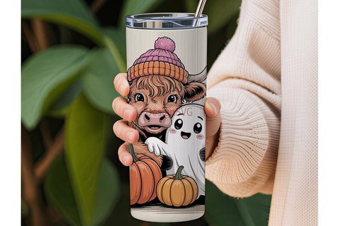 Cozy Cow & Ghost 20oz Tumbler Wrap Sublimation DesignSVG 