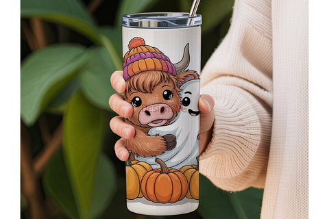 Cozy Cow & Ghost 20oz Tumbler Wrap Sublimation DesignSVG 